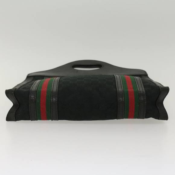 GUCCI GG Canvas Web Sherry Line Hand Bag Black Red Green Auth ep1216 - Picture 5 of 16